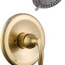NEWATER Brushed Gold Shower Faucet Set with 5-Functions Shower Head and Tub Spout - Dual Function Trim Kit with Rough-in Valve - Wall Mounted Single-Handle Pressure Balance System Gold Fixtures