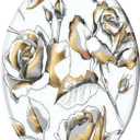 Elongated Toilet Seat Botanical a gold rose flowers a white Resin Toilet Seat with Quietly Close Quick Release Hinges Decorative Toilet Seat with Cover Easy to Clean and Install