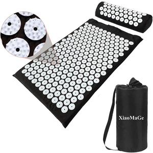 XiaoMaGe Acupressure Mat and Pillow Set with Bag - Large Size 28.7 X 16.5 inch Acupuncture Mat for Neck & Back Pain, Muscle Relaxation Stress Relief, Sciatica Pain Relief Pillow (Black)