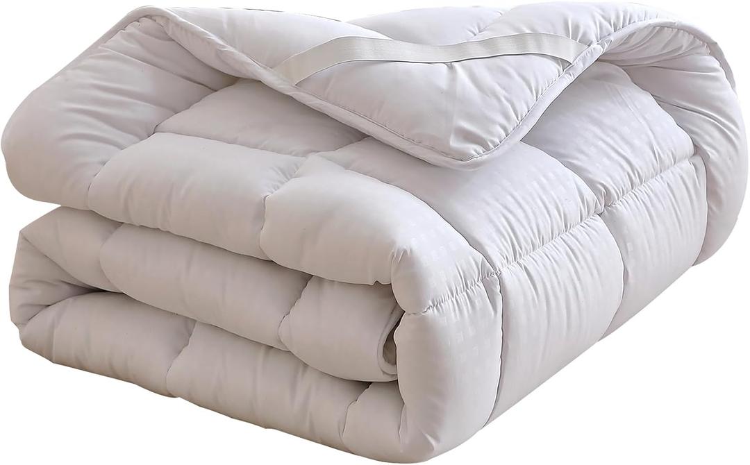Quilted Fitted Mattress Pad, Elastic Fitted Mattress Topper Protector and Cover Stretches up to 14 Inches Deep, 4 Anchor Elastic Bands, Machine Washable (White, Full)