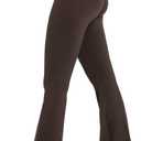 Sunzel Womens Flare Leggings No Front Seam Flare Yoga Pants with Tummy Control Crossover High Waist and Wide Leg (Medium, Java Brown)