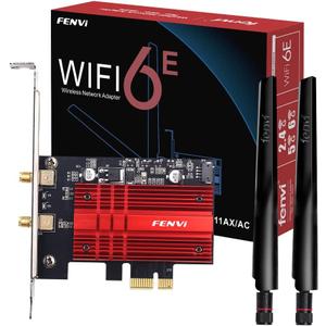 WiFi 6E AX210 PCI-E WiFi Network Card BT5.3 160MHz Tri-Band Expands WiFi into 6GHz/5GHz/2.4GHz 5400Mbps Gigabit AX210ngw Desktop PC PCIe Wireless Adapter WiFi 6E 802.11ac ax MU-MIMO for Windows 11/10