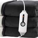 Electric Heated Blanket 62"x84" Twin Size for Safe All Night Rest, Dual-Sided Microplush Sherpa for Bedroom Couch Use, 4 Heat Settings & 10 Hours Auto Off Energy Saving, Machine Washable-Iron Gray