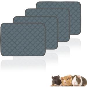 4 Pack Guinea Pig Cage Liners Washable Guinea Pig Bedding Reusable Waterproof Super Absorbent Guinea Pig Pee Pads Anti Slip Mat for Small Animals Rabbit Hamster Rat - 24" x 18" (Dark Grey)