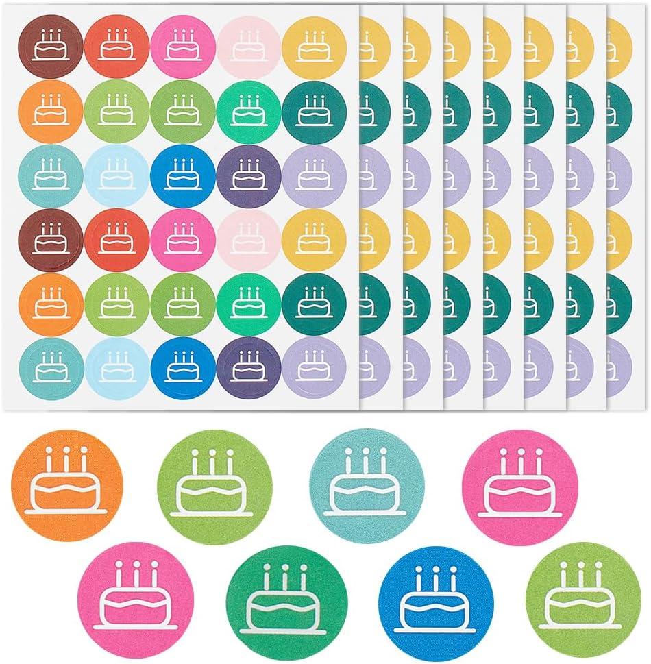 OLYCRAFT 2400Pcs/80 Sheets Planner Calendar Stickers Cake Stickers 0.5 Inch Colorful Cake Birthday Plan Sticker Calendar Sticker PVC Self-Adhesive Decals for Daily Plan DIY Scrapbooking
