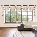 ELKCA Beige Chenille Waterfall Valance for Living Room,5 Hollow Swags Valance for Bedroom,1 Panel(Suitable for Window Width 95" to 140")