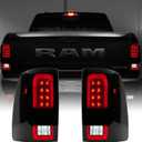Upgrade LED Tail Lights Compatible with Dodge RAM 1500 2009-2018, Ram 2500 3500 2010-2018 Factory Halogen Taillight Models, Smoke Lens, 2PCS