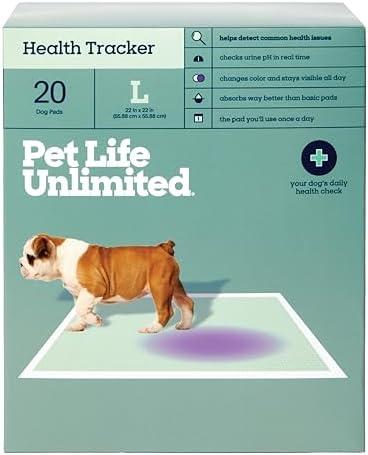 Pet Life Unlimited Health Tracker Large Puppy Pads, Pee Pads for Dogs, Dog Training Pads - pH Responsive Color-Track Technology Detects Common Health Issues - 22" x 22" - 20 Count (L)