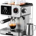 58mm Espresso Machine with Milk Frother, 20 Bar Semi-Automatic Coffee Maker, Visual Pressure Gauge & Touchscreen LCD Display, Professional Home Espresso Machine for Latte & Cappuccino, Silver
