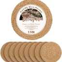 13 in Round Woven Placemats Plate Chargers Set of 10, Boho Farmhouse Rustic Woven Place Mats for Dining Table Decor, Rattan Wicker Table Mats Jute Braided Chargers for Dinner Plates 10 Pcs