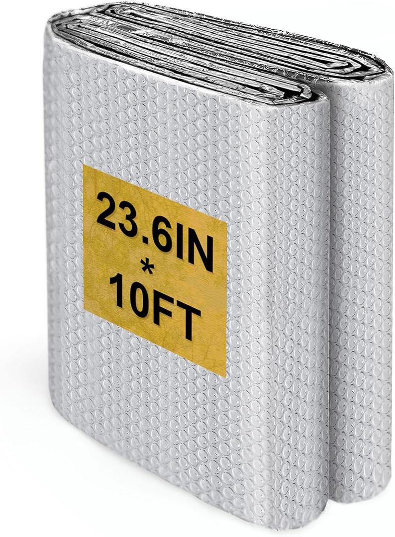 Reflectix Insulation Roll, (23.6IN X 10FT) Reflective Foil Insulations, Reflective Window Insulations for Summer Heat, Aluminum Foil Insulation Radiation Barrier for Windows, RV, Garage Door