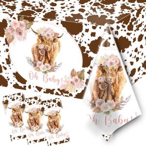 HAKOTI 3Pack Holy Cow Tablecloth,Cow Baby Shower Decorations Brown Cow Print Rectangular Plastic Table Cover for Birthday Party Supplies,Farm Animal Themed Party Decorations