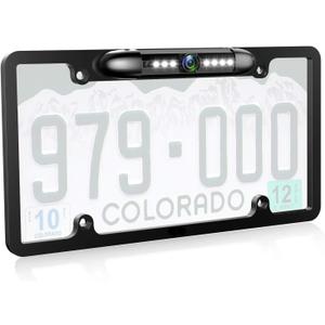 JPP License Plate Backup HD Camera, Rear View Camera 170 Viewing Angle Universal Night Vision Waterproof High Sensitive 7 Bright LED Reversing Car Camera