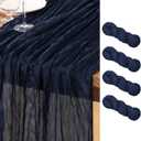 DeZerlor Navy Blue Cheesecloth Table Runner 4 Pack Summer Table Runners Boho Gauze 120 Inches Cheese Cloth Table Decor for Wedding Bridal Baby Shower Parties