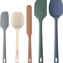 5 Pieces Silicone Spatula Set, Food Grade Rubber Spatula, Upgrade Strong Handle with Ergonomic Grip, Heat Resistant Up to 600F for Nonstick Cookware, Cooking (Neutral)