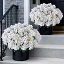Juxdp 2 Sets of Artificial Camellia Topiary Ball Trees - Fake Flower Potted Plants, UV Resistant Faux Camellia Potted Bushes for Front Door, Farmhouse, Porch, Garden, Outdoor Decoration (White)