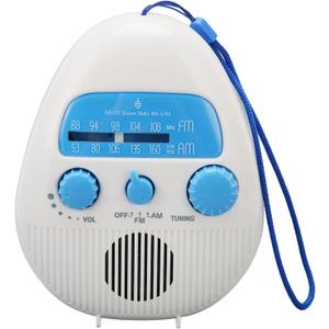 AM FM Shower Radio Built in Speaker, Hanging Bathroom Radio with Rotating Knob for Easy Tuning and Volume Control.