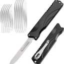 Aluminum Alloy Pocket Knife, Utility Knife with Clip EDC Scalpel Knife, Box Cutter for Outdoor Huting, Camping, Fishing, Hiking (black)