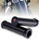 Goldfire Motorcycle Grips 1" 25mm Handlebar Hand Grips for Harley Touring Electra Glide Street Glide Road King Road Glide Softail Fat Boy Dyna FXDLS Trike (Black 3D Skull Red Eyes Motorcycle Hand Grips)