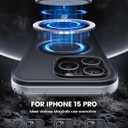 Lamicall Magnetic Phone Case for iPhone 15 Pro, for MagSafe - [18 FT Mil-Grade Drop Protection] Phone Case with Air Bumpers and Raised Edges, Shockproof Case for iPhone 15 Pro, Black