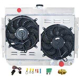 Aluminum Radiator for 1959-1968 Chevy Impala Chevelle Bel Air Caprice 64-67 El Camino 63-68 Biscayne Kingswood L6 V8, 3 Row Core Radiators Shroud Fan Relay Kits