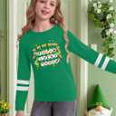 Kids St Patrick's Day Shirt Girls Boys Lucky Irish Shamrock Shirts Saint Patricks Day Long Sleeve Tops