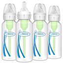 Dr. Brown's AntiColic Options+ Narrow Glass Baby Bottle with Level 1 Slow Flow Nipple, BPAFree, 8 oz/250 mL, 0m+, 4Pack
