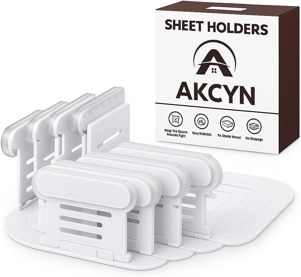 Bed Sheet Holders for Corners  4-Pack Sheet Suspenders & Sheets Holder, Strong Grip bed accessories , No-Slip Mattress Fasteners, Keeps Sheets Tight & Smooth, Easy Install & Fits All Mattress Type
