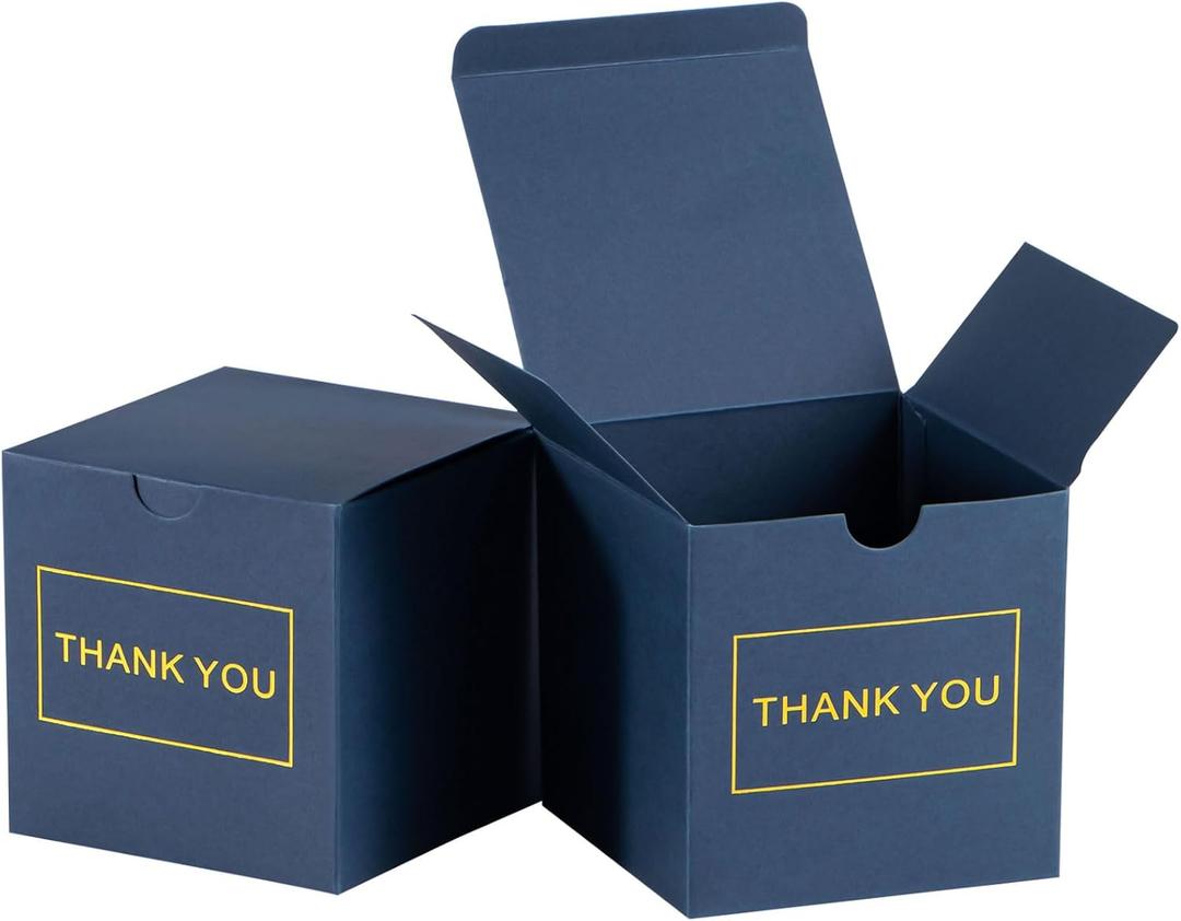 NIGNYA Small Gift Boxes 50 Pack 4x4x4 inches Thank Navy Blue Gift Boxes with Lids for Wedding Party Favor, Ornaments, Bridesmaid Proposal, Bakery Cookies,Candle Boxes Packaging ,Gifts,
