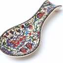 Handmade Ceramic Spoon Rest - Unique Tulip Design Craftsmanship Spoon Holder - Decorative Colorful Spoon Rest for Kitchen Counter Stove Top - Kitchen Decor and Accessories