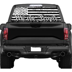 American Flag Rear Window Decal for Truck,We The People Black Flag Truck Rear Window Decal,American Flag Decals for Truck Car SUV (65x17in)