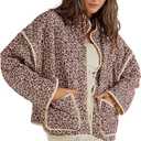 Omoone Women's Floral Quilted Cardigan Jacket, Short Length, Drop Shoulder, Batwing Sleeve, Multicolour, Padded Puffer, Cotton, Winter, Red Fall  Medium