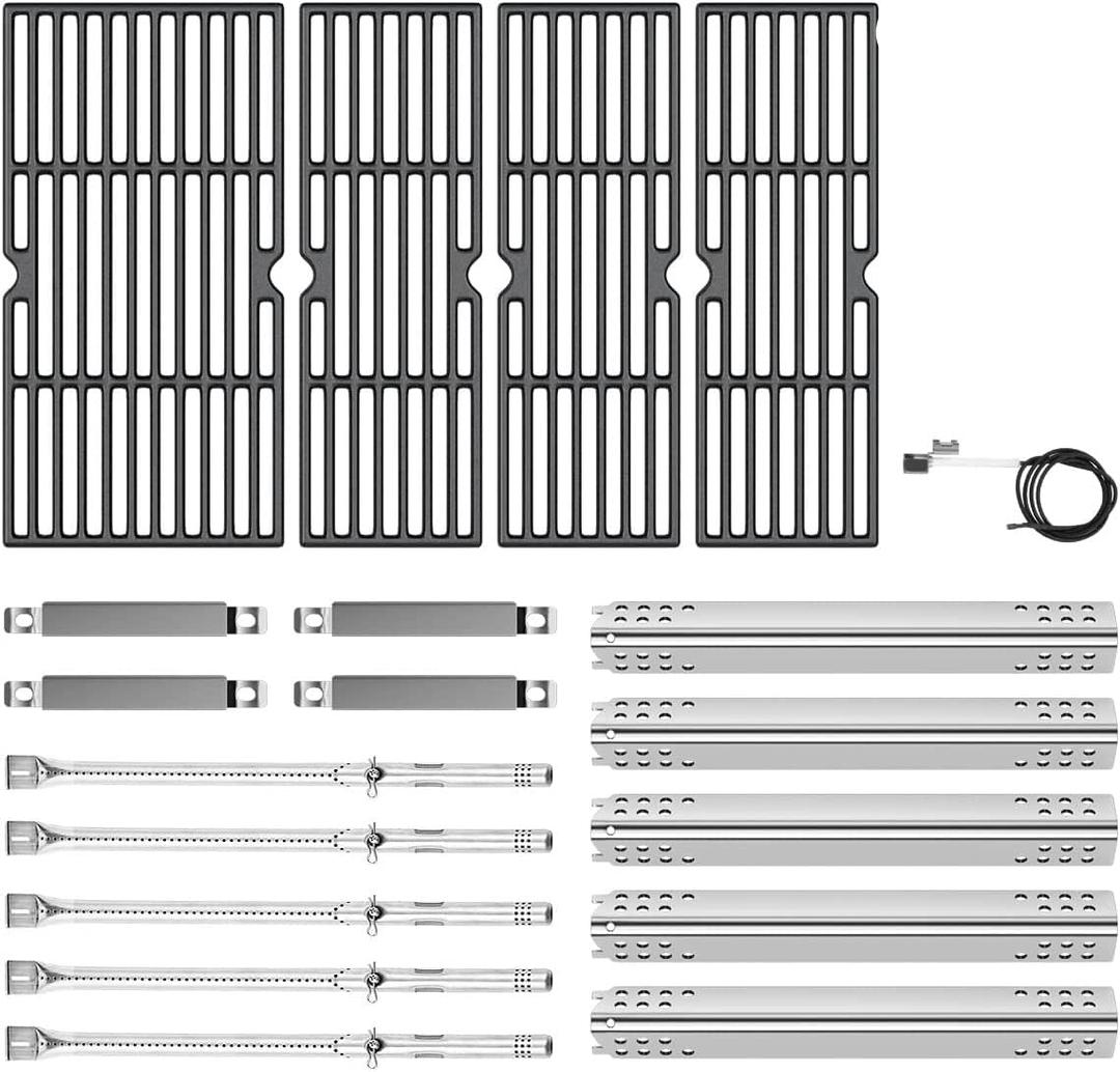 SafBbcue 463274419 Grill Parts Kit Replacement for Charbroil 463243518 463243519 463275717 463275517 Heat Plates G470-0004-W1 Cooking Grates G470-0003-W1 G470-0002-W1 G321-0005-W1 Burner G470-5200-W1