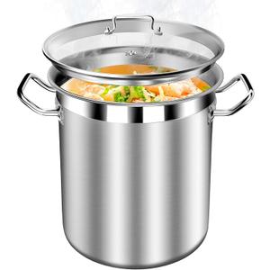 STOCKPOT Large Stainless Steel Stock Pot with Lid – 24 Quart (6 Gallon) Heavy-Duty Cooking Pot for Soup, Stew, Pasta – Commercial & Home Use, Easy to Clean