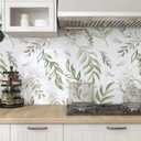 Laatse Green Leaf Wallpaper Peel and Stick 17.5" x 393" Floral Leaf Contact Paper Vintage Self Adhesive Wallpaper, Waterproof, Vinyl Wall Covering for Bedroom Cabinet Countertop Decor