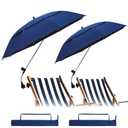 WEST STORY 2 Pack 42 Inch Double Canopy Beach Chair Umbrella with Clamp