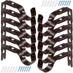 Frienda 12 Pcs Curtain Rod Brackets Adjustable Holder Wall for 1 Inch Diameter Curtain Rod General Bracket Hooks with Screws (Antique Bronze)