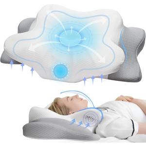 Cervical Pillow for Neck & Shoulder Pain Relief Sleeping - Ergonomic Contour Pillows - Memory Foam Pillow for Side, Back & Stomach Sleepers (King Size 27.5"Lx16.1Wx5.5"H, Gray White)