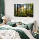Sunrise Forest Canvas Wall Art Nature Mountain Wall Decor for Living Room Sunset Tree Trails Scenery Painting Decor 24x36, Natural Woods Mountains Landscape Poster Artwork Home Office Decorations