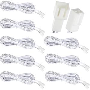 8 Packs 9.84ft Extension Cables Compatible with AIBOO LED Under Cabinet Puck Lighting, 2 Pin Male and Female Cable Connector Extension Cords for LED Puck Lights, White Cords