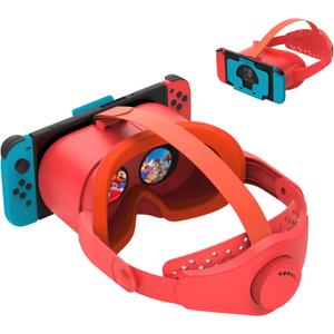 Upgraded VR Headset for Nintendo Switch & Switch OLED Model, Switch VR Games Glasses with Adjustable HD Lenses and Head Strap with Rotary Button, Labo VR for Switch Accessory(Orange&Blue)