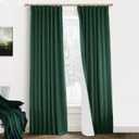 Curtains 102 Inches Long 2 Panel Set,Linen Blackout Forest Green Track System Pleated Curtains for Living Room Bedroom 102 Inch Length,Deep Hunter Emerald Green  102x27 Inch