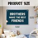 Brothers Make The Best Friends Banner, Boys Room Decor, Toddler Boy Linen Banner Wall Hanging Flag Decor for Nursery 20x30 - Navy Blue