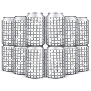 12 Pcs Disco Party Supplies Disco Ball Can Cooler Sleeves Retro 70s 80s Theme 12 oz Bling Beer Can Sleeves for 70s Birthday Wedding Bachelorette Party Decorations