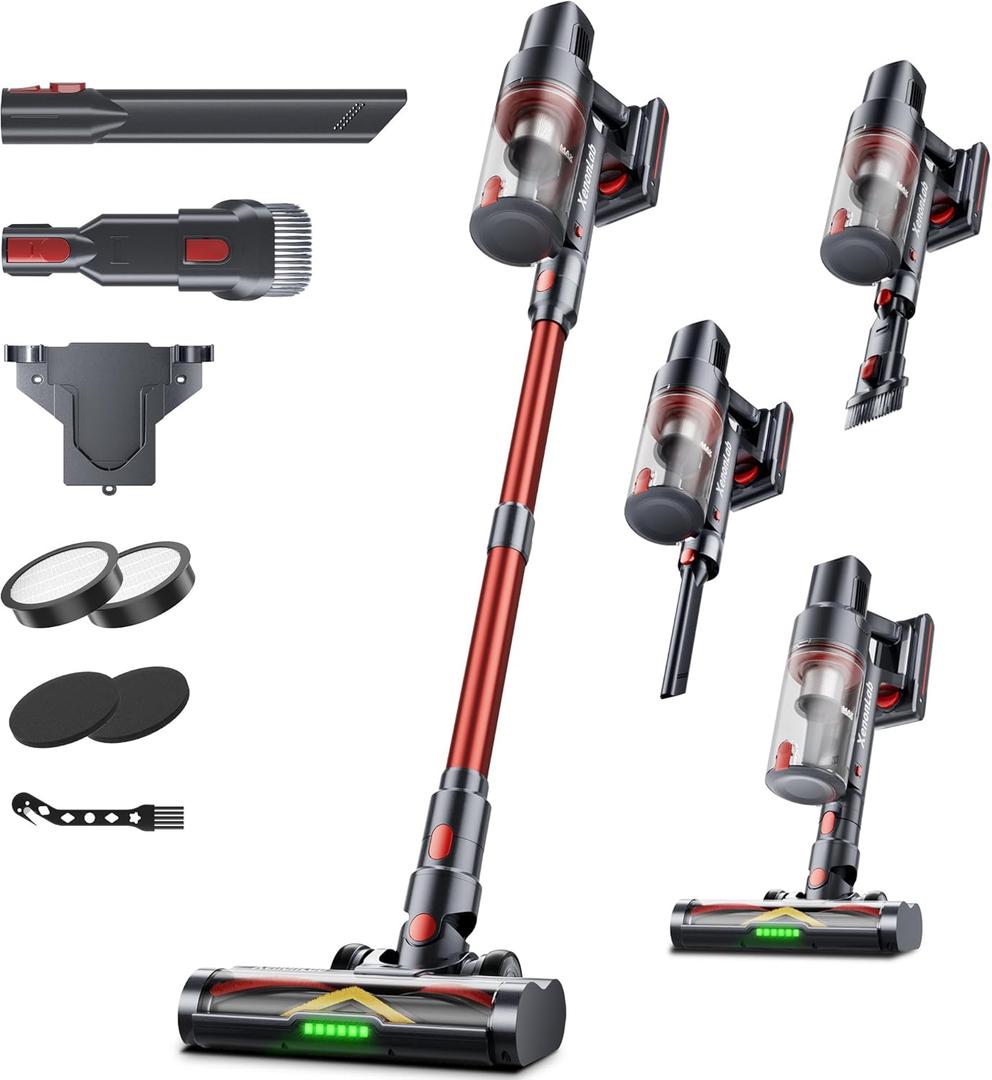 XenonLab Cordless Vacuum Cleaner, 75Mins/ 48KPa/ 580W Self-Standing Vacuum Cleaners for Home, with Anti-Static & Anti-Tangle Brush, LED Touch Screen, Stick Vacuum for Carpets, Pet Hair, Hardwood Floors