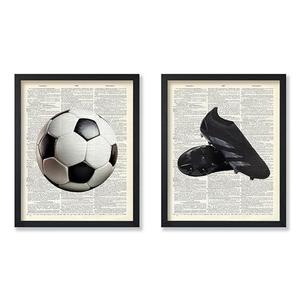 Poster Master 2-Piece Sports Poster - Soccer Print - Soccer Ball Illustration - Game Art - Soccer Cleats Graphic - Dictionary Visual - Great Gym or Office Wall Decor - 8x10 UNFRAMED Wall Decor