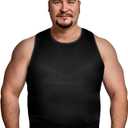 QORE LOGIQ Gynecomastia Compression Shirt Men - Premium Slimming Undershirt Compression Tank Top Mens Shapewear & Body Shaper (Medium, Black)
