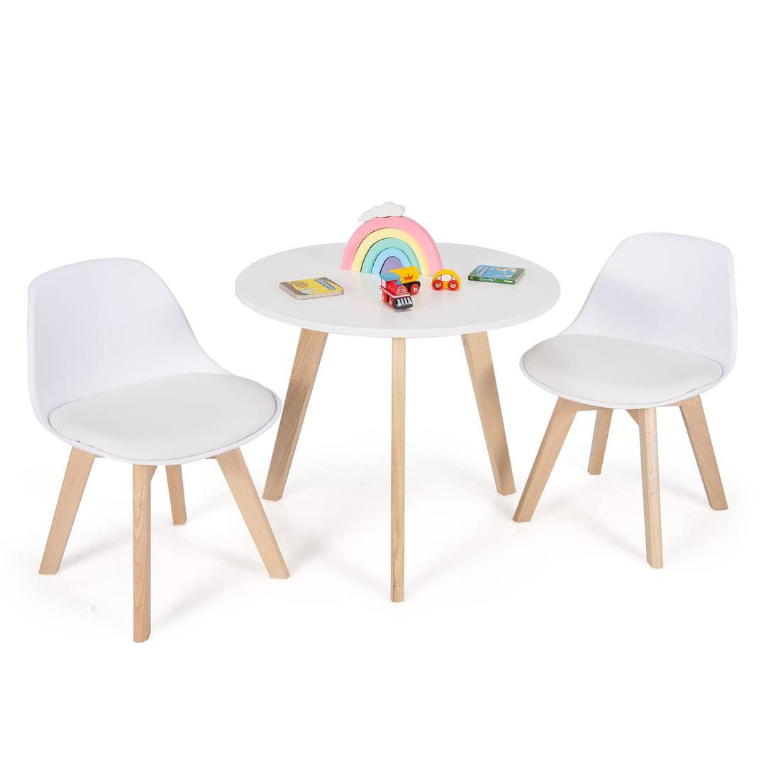 Modern Kids Activity Play Table and 2 Chairs Set with Beech Leg Cushion