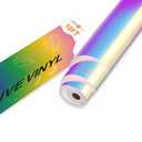 HTVRONT Holographic White Permanent Vinyl - 12" x 10 FT Adhesive Roll Compatible with Cricut Cutting Machine, Silhouette, Cameo Cutters, Signs, Scrapbooking, Craft, Die Cutters