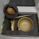 Matcha Set, Includes Matcha Bowl, Bamboo Tea Whisk, Whisk Stand, Bamboo Tea Spoon, Matcha Tea Set with Electric Milk Frother, Macha Tea Set, 4 Pieces for Japanese Tea Ceremony